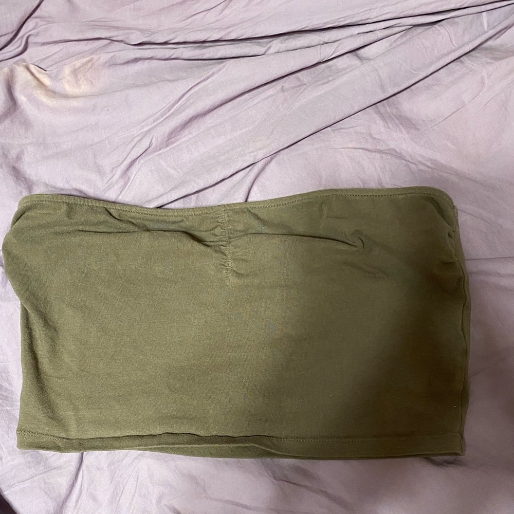 EUC Garage olive ruched bandeau